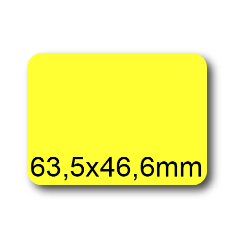 wereinaristea EtichetteAutoadesive, 63,5x46,6(46,6x63,5mm) Carta GIALLO, adesivo Permanente, angoli arrotondati, per ink-jet, laser e fotocopiatrici, su foglio A4 (210x297mm).