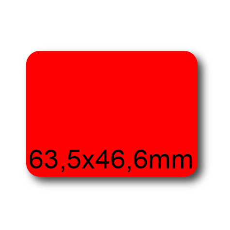 wereinaristea EtichetteAutoadesive, 63,5x46,6(46,6x63,5mm) Carta ROSSO, adesivo Permanente, angoli arrotondati, per ink-jet, laser e fotocopiatrici, su foglio A4 (210x297mm).