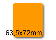 wereinaristea EtichetteAutoadesive, 63,5x72(72x63,5mm) Carta ARANCIONE, adesivo Permanente, angoli arrotondati, per ink-jet, laser e fotocopiatrici, su foglio A4 (210x297mm).