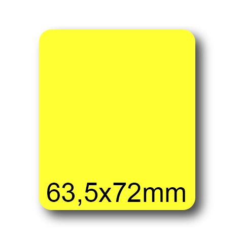 wereinaristea EtichetteAutoadesive, 63,5x72(72x63,5mm) Carta GIALLO, adesivo Permanente, angoli arrotondati, per ink-jet, laser e fotocopiatrici, su foglio A4 (210x297mm).