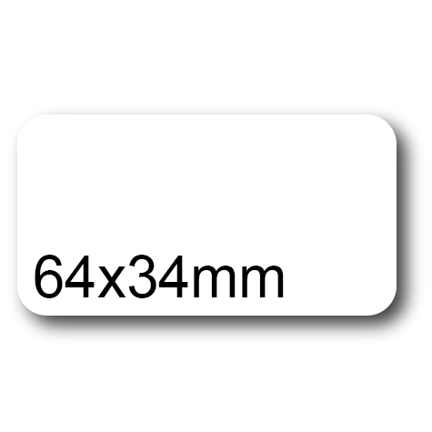 wereinaristea EtichetteAutoadesive, COPRENTE, 64x34(34x64mm) Carta BIANCO, adesivo Permanente, angoli arrotondati, per ink-jet, laser e fotocopiatrici, su foglio A4 (210x297mm).