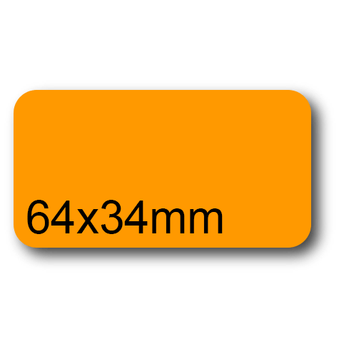 wereinaristea EtichetteAutoadesive, 64x34(34x64mm) Carta ARANCIONE, adesivo Permanente, angoli arrotondati, per ink-jet, laser e fotocopiatrici, su foglio A4 (210x297mm).