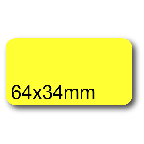 wereinaristea EtichetteAutoadesive, 64x34(34x64mm) Carta GIALLO, adesivo Permanente, angoli arrotondati, per ink-jet, laser e fotocopiatrici, su foglio A4 (210x297mm).