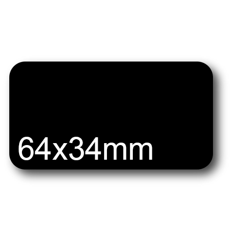 wereinaristea EtichetteAutoadesive, 64x34(34x64mm) Carta NERO, adesivo Permanente, angoli arrotondati, per ink-jet, laser e fotocopiatrici, su foglio A4 (210x297mm).