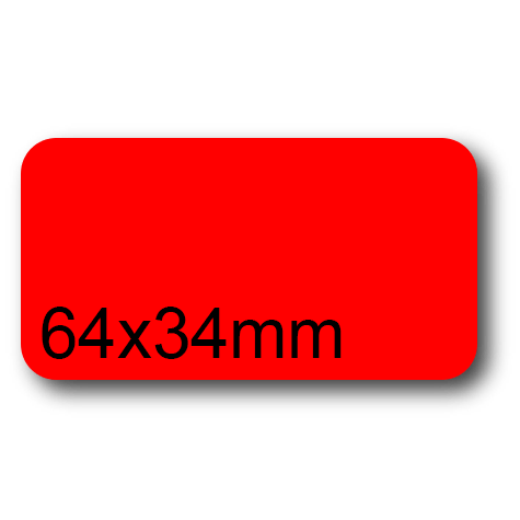 wereinaristea EtichetteAutoadesive, 64x34(34x64mm) Carta ROSSO, adesivo Permanente, angoli arrotondati, per ink-jet, laser e fotocopiatrici, su foglio A4 (210x297mm).