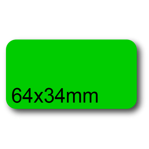 wereinaristea EtichetteAutoadesive, 64x34(34x64mm) Carta VERDE, adesivo Permanente, angoli arrotondati, per ink-jet, laser e fotocopiatrici, su foglio A4 (210x297mm).