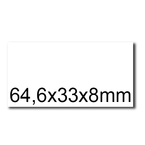 wereinaristea EtichetteAutoadesive. in carta. 64.6x33.8(33.8x64.6mm) Carta BIANCO, adesivo Permanente, angoli a spigolo, per ink-jet, laser e fotocopiatrici, su foglio A4 (210x297mm).