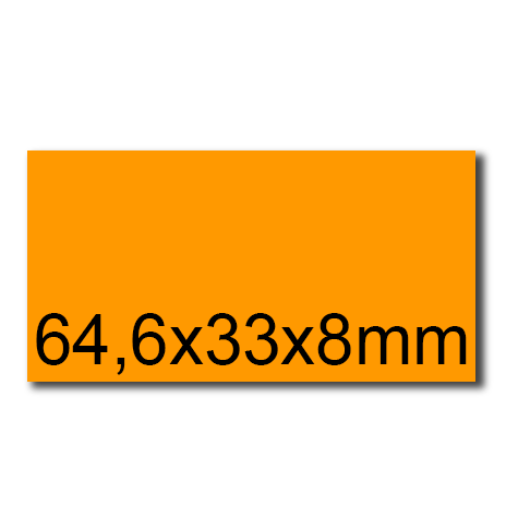 wereinaristea EtichetteAutoadesive, 64,6x33,8(33,8x64,6mm) Carta ARANCIONE, adesivo Permanente, angoli a spigolo, per ink-jet, laser e fotocopiatrici, su foglio A4 (210x297mm).