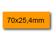 wereinaristea EtichetteAutoadesive, 70x25,4(25,4x70mm) Carta ARANCIONE, adesivo Permanente, angoli a spigolo, per ink-jet, laser e fotocopiatrici, su foglio A4 (210x297mm).