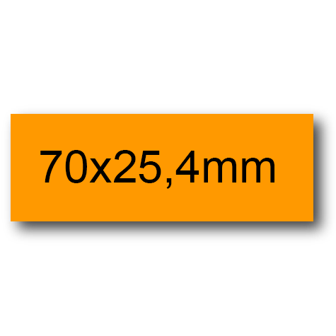 wereinaristea EtichetteAutoadesive, 70x25,4(25,4x70mm) Carta ARANCIONE, adesivo Permanente, angoli a spigolo, per ink-jet, laser e fotocopiatrici, su foglio A4 (210x297mm).