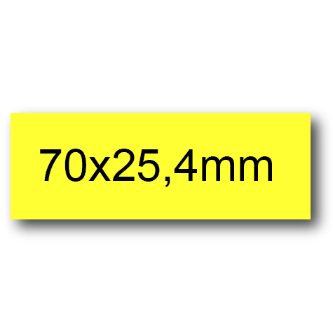wereinaristea EtichetteAutoadesive, 70x25,4(25,4x70mm) Carta GIALLO, adesivo Permanente, angoli a spigolo, per ink-jet, laser e fotocopiatrici, su foglio A4 (210x297mm).