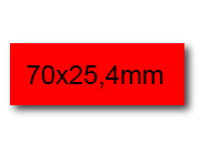 wereinaristea EtichetteAutoadesive, 70x25,4(25,4x70mm) Carta ROSSO, adesivo Permanente, angoli a spigolo, per ink-jet, laser e fotocopiatrici, su foglio A4 (210x297mm) bra3054RO