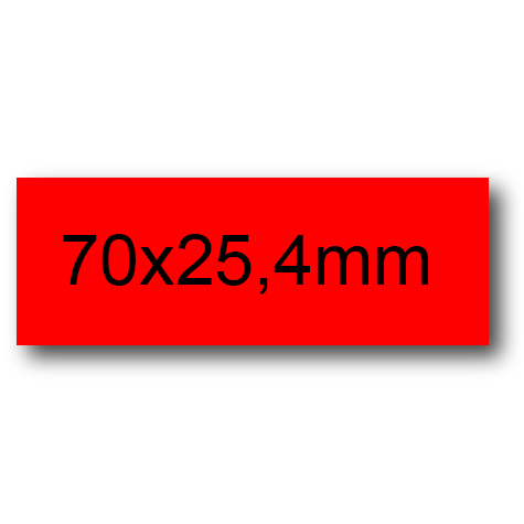 wereinaristea EtichetteAutoadesive, 70x25,4(25,4x70mm) Carta ROSSO, adesivo Permanente, angoli a spigolo, per ink-jet, laser e fotocopiatrici, su foglio A4 (210x297mm).
