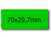wereinaristea EtichetteAutoadesive, 70x29,7(29,7x70mm) Carta VERDE, adesivo Permanente, angoli a spigolo, per ink-jet, laser e fotocopiatrici, su foglio A4 (210x297mm).