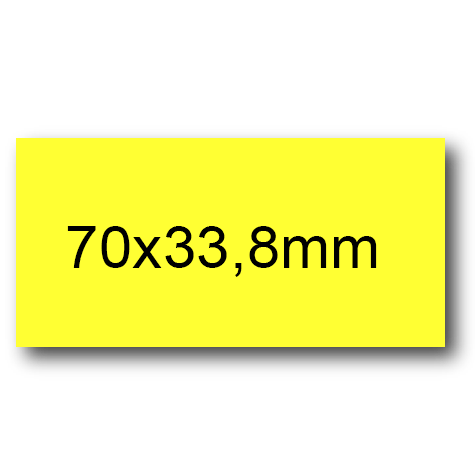 wereinaristea EtichetteAutoadesive, 70x33,8(33,8x70mm) Carta GIALLO, adesivo Permanente, angoli a spigolo, per ink-jet, laser e fotocopiatrici, su foglio A4 (210x297mm).