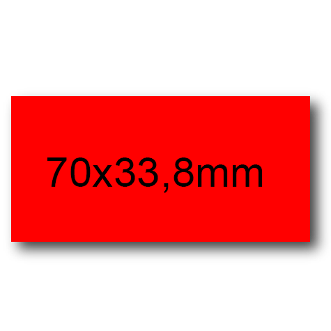 wereinaristea EtichetteAutoadesive, 70x33,8(33,8x70mm) Carta ROSSO, adesivo Permanente, angoli a spigolo, per ink-jet, laser e fotocopiatrici, su foglio A4 (210x297mm).