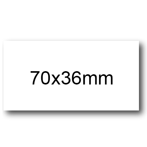 wereinaristea EtichetteAutoadesive, 70x36 PoliestereBIANCOopaco (36x70mm), adesivo PERMANENTE, angoli a spigolo, per laser e fotocopiatrici, su foglio A4 (210x297mm).