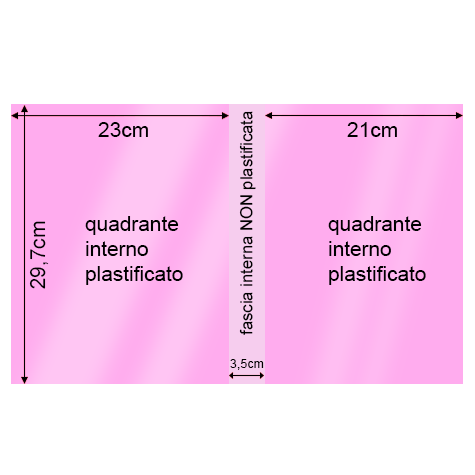 legatoria Cartoncino Sirio Plastificato Fedrigoni, ROSA Con riserva non plastificata per adesione, formato A3L (29,7x51cm), 320grammi x mq (Cartoncino 290gr + plastificazione 30gr).