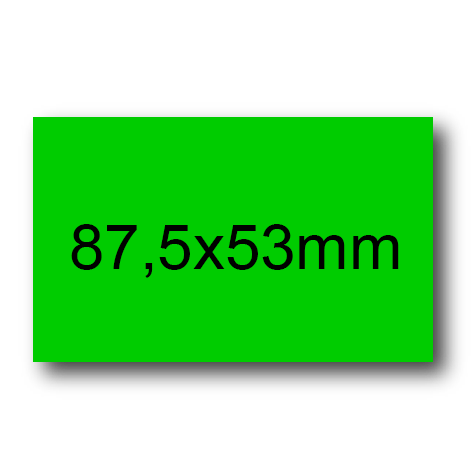 wereinaristea EtichetteAutoadesive, 87,5x53(53x87,5mm) Carta VERDE, adesivo Permanente, angoli a spigolo, per ink-jet, laser e fotocopiatrici, su foglio A4 (210x297mm).