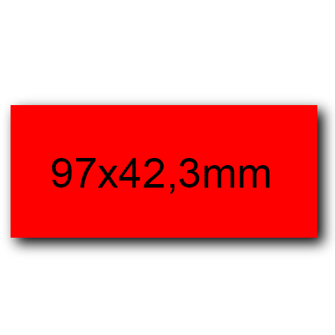 wereinaristea EtichetteAutoadesive, 97x42,3(42,3x97mm) Carta ROSSO, adesivo Permanente, angoli a spigolo, per ink-jet, laser e fotocopiatrici, su foglio A4 (210x297mm).
