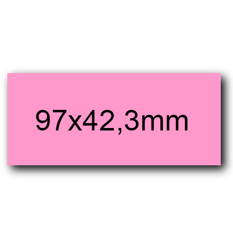 wereinaristea EtichetteAutoadesive, 97x42,3(42,3x97mm) Carta ROSA, adesivo Permanente, angoli a spigolo, per ink-jet, laser e fotocopiatrici, su foglio A4 (210x297mm).