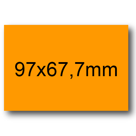 wereinaristea EtichetteAutoadesive, 97x67,7(67,7x97mm) Carta ARANCIONE, adesivo Permanente, angoli a spigolo, per ink-jet, laser e fotocopiatrici, su foglio A4 (210x297mm).