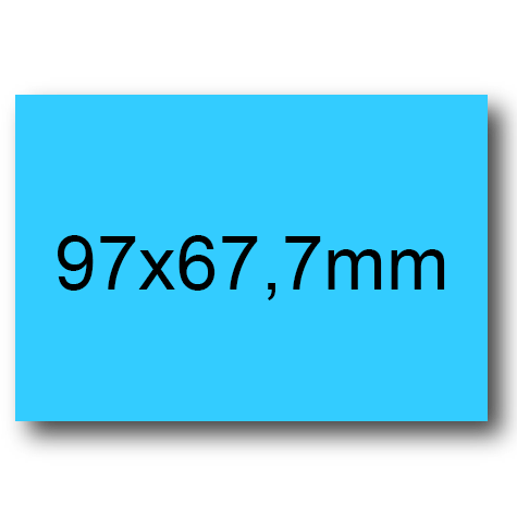 wereinaristea EtichetteAutoadesive, 97x67,7(67,7x97mm) Carta AZZURRO, adesivo Permanente, angoli a spigolo, per ink-jet, laser e fotocopiatrici, su foglio A4 (210x297mm).
