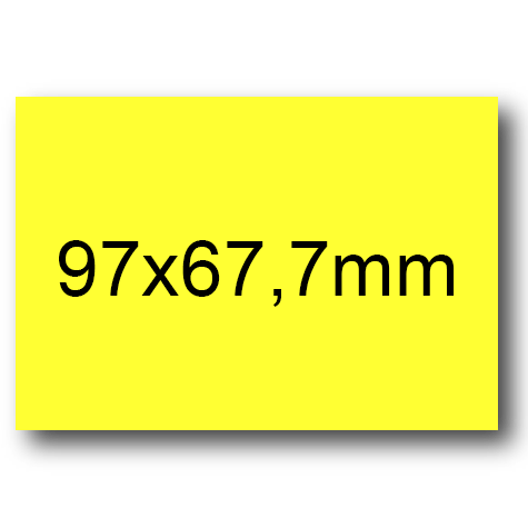 wereinaristea EtichetteAutoadesive, 97x67,7(67,7x97mm) Carta GIALLO, adesivo Permanente, angoli a spigolo, per ink-jet, laser e fotocopiatrici, su foglio A4 (210x297mm).