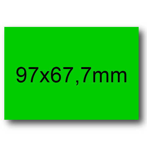 wereinaristea EtichetteAutoadesive, 97x67,7(67,7x97mm) Carta VERDE, adesivo Permanente, angoli a spigolo, per ink-jet, laser e fotocopiatrici, su foglio A4 (210x297mm).
