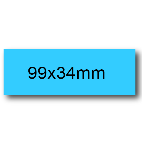 wereinaristea EtichetteAutoadesive, 99x34(34x99mm) Carta AZZURRO, adesivo Permanente, angoli a spigolo, per ink-jet, laser e fotocopiatrici, su foglio A4 (210x297mm).