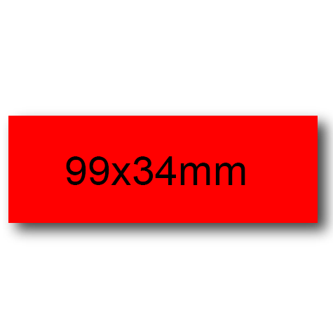 wereinaristea EtichetteAutoadesive, 99x34(34x99mm) Carta ROSSO, adesivo Permanente, angoli a spigolo, per ink-jet, laser e fotocopiatrici, su foglio A4 (210x297mm).
