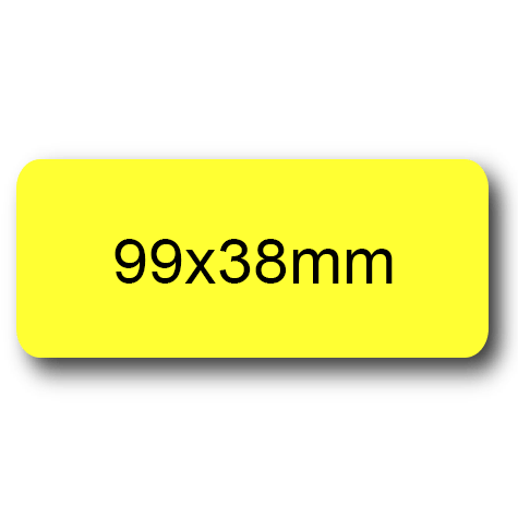 wereinaristea EtichetteAutoadesive, 99x38(38x99mm) Carta GIALLO, adesivo Permanente, angoli arrotondati, per ink-jet, laser e fotocopiatrici, su foglio A4 (210x297mm).