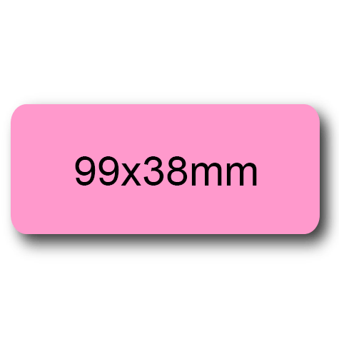 wereinaristea EtichetteAutoadesive, 99x38(38x99mm) Carta ROSA, adesivo Permanente, angoli arrotondati, per ink-jet, laser e fotocopiatrici, su foglio A4 (210x297mm).