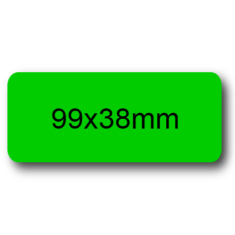 wereinaristea EtichetteAutoadesive, 99x38(38x99mm) Carta VERDE, adesivo Permanente, angoli arrotondati, per ink-jet, laser e fotocopiatrici, su foglio A4 (210x297mm).