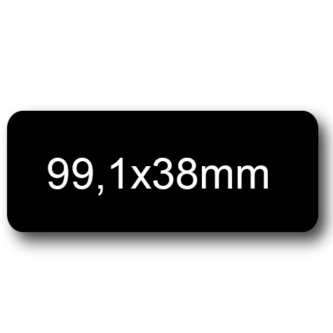 wereinaristea EtichetteAutoadesive, 99,1x38,1(38,1x99,1mm) Carta NERO, adesivo Permanente, angoli arrotondati, per ink-jet, laser e fotocopiatrici, su foglio A4 (210x297mm).