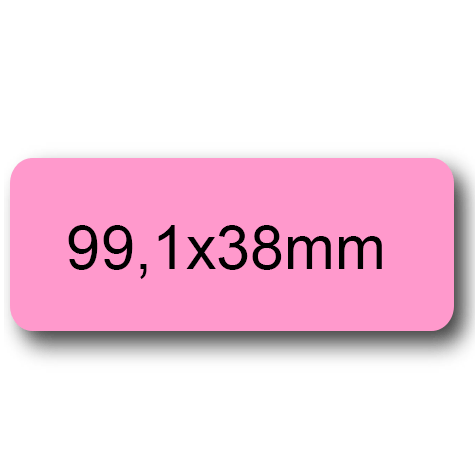 wereinaristea EtichetteAutoadesive, 99,1x38,1(38,1x99,1mm) Carta ROSA, adesivo Permanente, angoli arrotondati, per ink-jet, laser e fotocopiatrici, su foglio A4 (210x297mm).