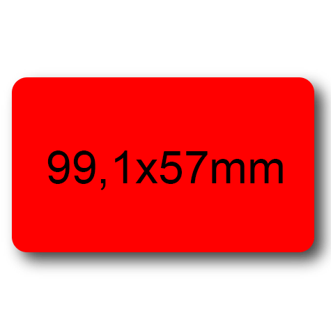 wereinaristea EtichetteAutoadesive, 99,1x57(57x99,1mm) Carta ROSSO, adesivo Permanente, angoli arrotondati, per ink-jet, laser e fotocopiatrici, su foglio A4 (210x297mm).