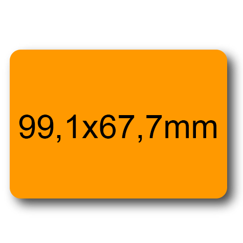 wereinaristea EtichetteAutoadesive, 99,1x67,7(67,7x99,1mm) Carta ARANCIONE, adesivo Permanente, angoli arrotondati, per ink-jet, laser e fotocopiatrici, su foglio A4 (210x297mm).