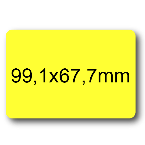 wereinaristea EtichetteAutoadesive, 99,1x67,7(67,7x99,1mm) Carta GIALLO, adesivo Permanente, angoli arrotondati, per ink-jet, laser e fotocopiatrici, su foglio A4 (210x297mm).
