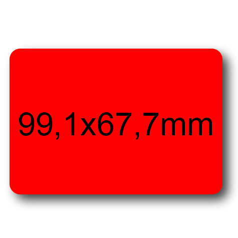 wereinaristea EtichetteAutoadesive, 99,1x67,7(67,7x99,1mm) Carta ROSSO, adesivo Permanente, angoli arrotondati, per ink-jet, laser e fotocopiatrici, su foglio A4 (210x297mm).