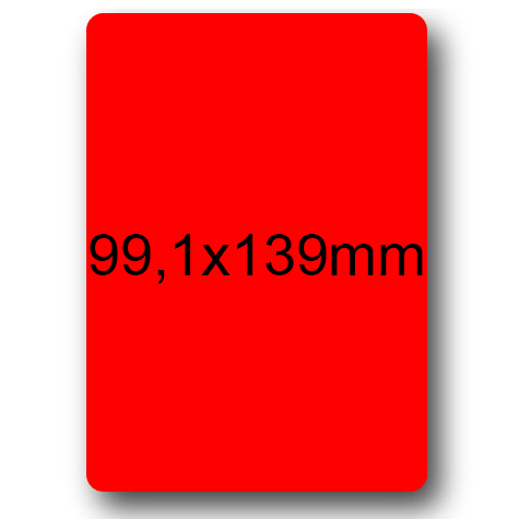 wereinaristea EtichetteAutoadesive, 99,1x139(139x99,1mm) Carta ROSSO, adesivo Permanente, angoli arrotondati, per ink-jet, laser e fotocopiatrici, su foglio A4 (210x297mm).
