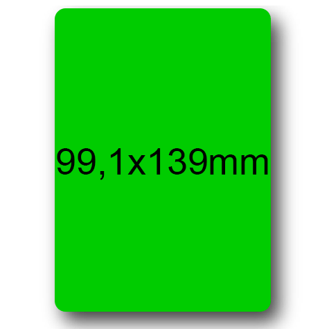 wereinaristea EtichetteAutoadesive, 99,1x139(139x99,1mm) Carta VERDE, adesivo Permanente, angoli arrotondati, per ink-jet, laser e fotocopiatrici, su foglio A4 (210x297mm).