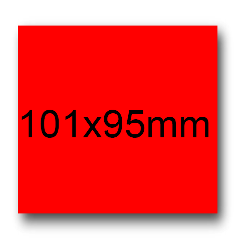 wereinaristea EtichetteAutoadesive, 101x95(95x101mm) Carta ROSSO, adesivo Permanente, angoli a spigolo, per ink-jet, laser e fotocopiatrici, su foglio A4 (210x297mm).
