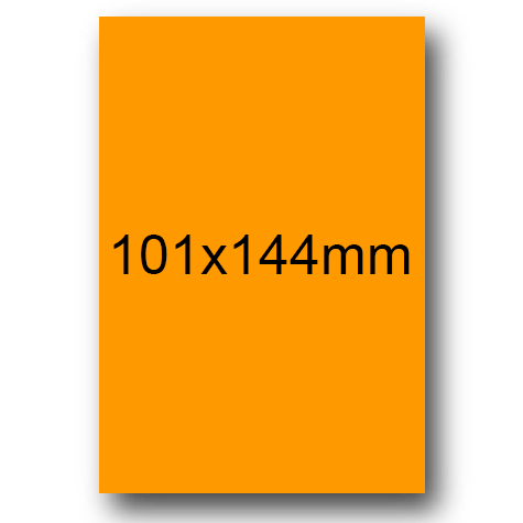 wereinaristea EtichetteAutoadesive, 101x144(144x101mm) Carta ARANCIONE, adesivo Permanente, angoli arrotondati, per ink-jet, laser e fotocopiatrici, su foglio A4 (210x297mm).