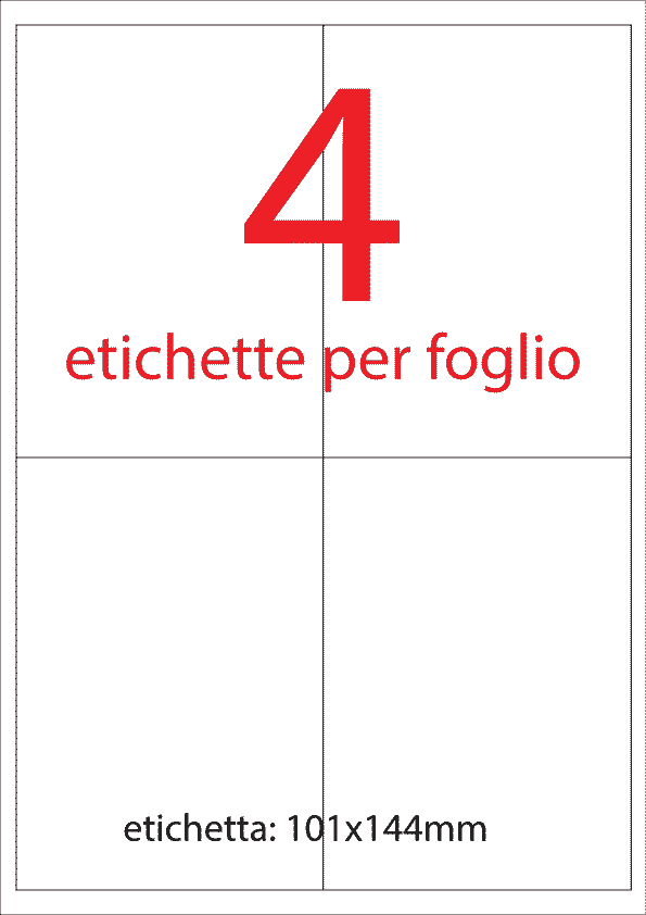 wereinaristea EtichetteAutoadesive, 101x144(144x101mm) Carta ROSSO, adesivo Permanente, angoli arrotondati, per ink-jet, laser e fotocopiatrici, su foglio A4 (210x297mm).