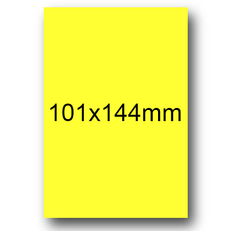 wereinaristea EtichetteAutoadesive, 101x144(144x101mm) Carta GIALLO, adesivo Permanente, angoli arrotondati, per ink-jet, laser e fotocopiatrici, su foglio A4 (210x297mm).