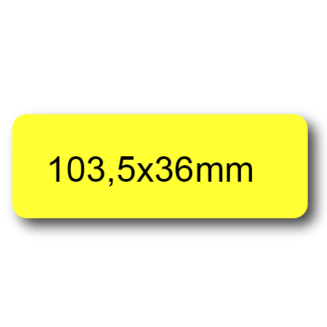 wereinaristea EtichetteAutoadesive, 103,5x36(36x103,5mm) Carta GIALLO, adesivo Permanente, angoli arrotondati, per ink-jet, laser e fotocopiatrici, su foglio A4 (210x297mm).