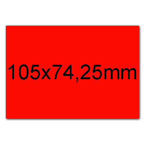 wereinaristea EtichetteAutoadesive, carta, 105x74CartaROSSA angoli a spigolo, 8 etichette su foglio A4(210x297mm), adesivo permanente, per ink-jet, laser e fotocopiatrici, (74x105mm).