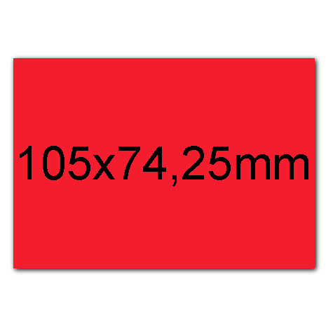 wereinaristea EtichetteAutoadesive, carta, 105x74CartaROSSAfluorescente angoli a spigolo, 8 etichette su foglio A4(210x297mm), adesivo permanente, per ink-jet, laser e fotocopiatrici, (74x105mm).