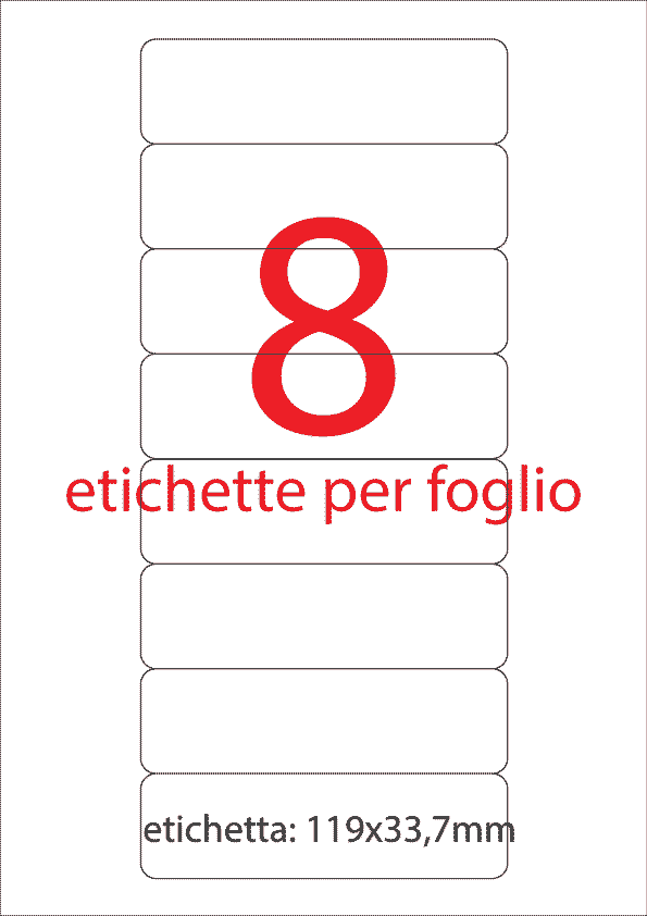wereinaristea EtichetteAutoadesive, 119x33,7(33,7x119mm) Carta GRIGIO, adesivo Permanente, angoli arrotondati, per ink-jet, laser e fotocopiatrici, su foglio A4 (210x297mm).